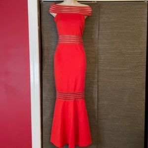 VENUS Red Off the Shoulder Mermaid Dress. Size 2